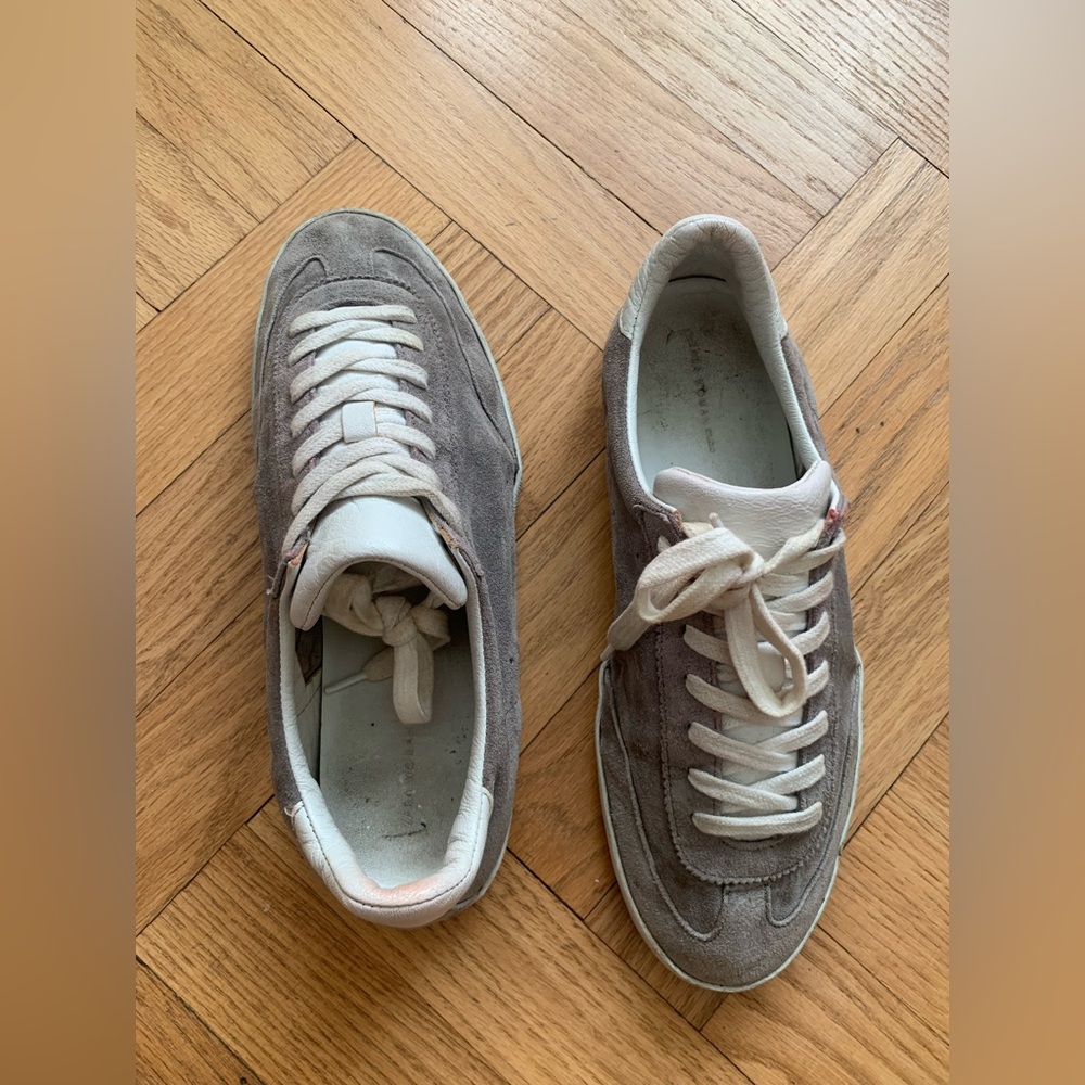 Zara - Grey Leather Sneakers - size 8/39 - Picture 10 of 12